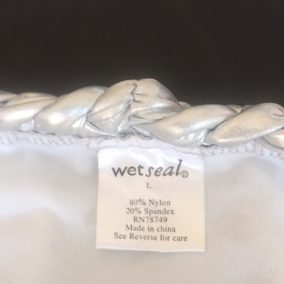 New Silver Wet Seal Swimsuit Bottom Braided Size L - Picture 3 of 8
